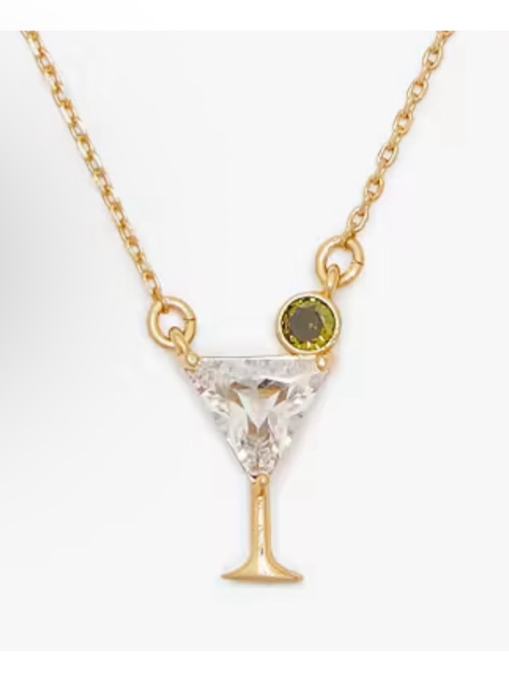 NEW Kate Spade Shaken Or Stirred Martini Pendant Crystal Embellished Necklace